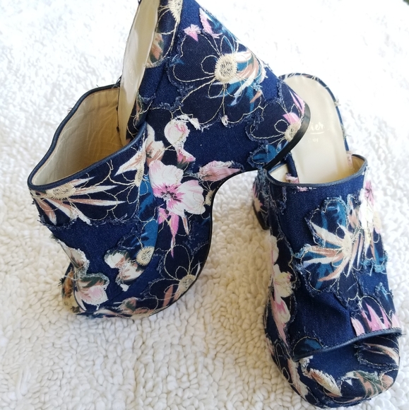 🍒NWOB🍒 MADE IN ITALY BUTTER SHOES DENIM PLATFORMS - Picture 5 of 12